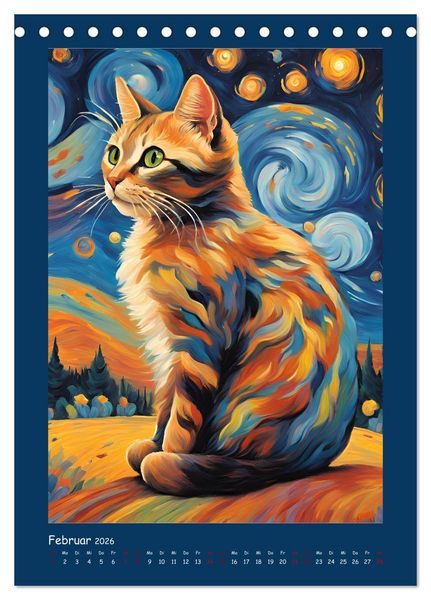 Produktbild: Katzen im Farbenspiel (Tischkalender 2026 DIN A5 hoch), CALVENDO Monatskalender