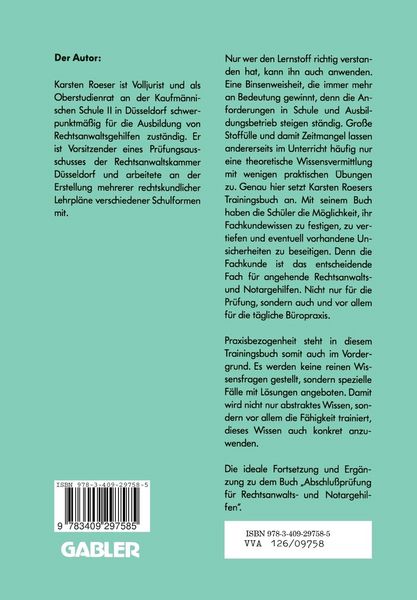 Produktbild: Training Fachkunde f&uuml;r Rechtsanwalts- und Notargehilfen