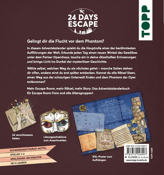 Produktbild: 24 DAYS ESCAPE &ndash; Der Escape Room Adventskalender: Das Phantom der Oper und das unheimliche Theater