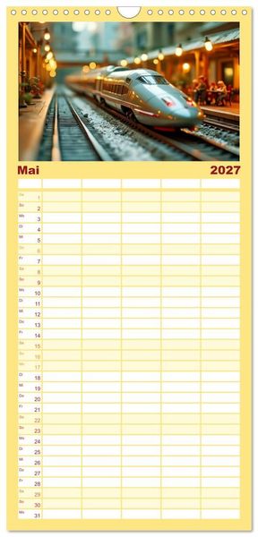 Produktbild: Familienplaner 2027 - Futuristische Modelleisenbahn mit 5 Spalten (Wandkalender, 21 x 45 cm) CALVENDO
