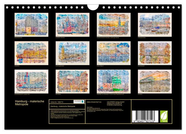 Produktbild: Hamburg - malerische Metropole (Wandkalender 2026 DIN A4 quer), CALVENDO Monatskalender