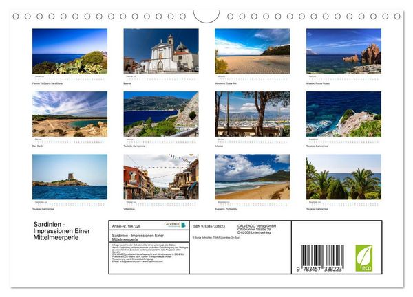 Produktbild: Sardinien - Impressionen Einer Mittelmeerperle (Wandkalender 2026 DIN A4 quer), CALVENDO Monatskalender