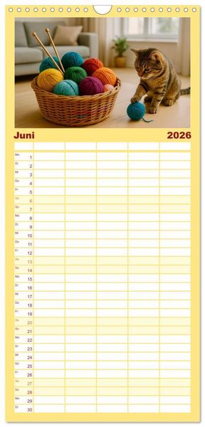 Produktbild: Familienplaner 2026 - Stricken und Wolle mit 5 Spalten (Wandkalender, 21 x 45 cm) CALVENDO