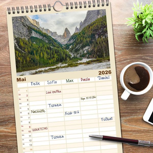 Produktbild: Familienplaner 2026 - S&uuml;dtirol Impressionen mit 5 Spalten (Wandkalender, 21 x 45 cm) CALVENDO