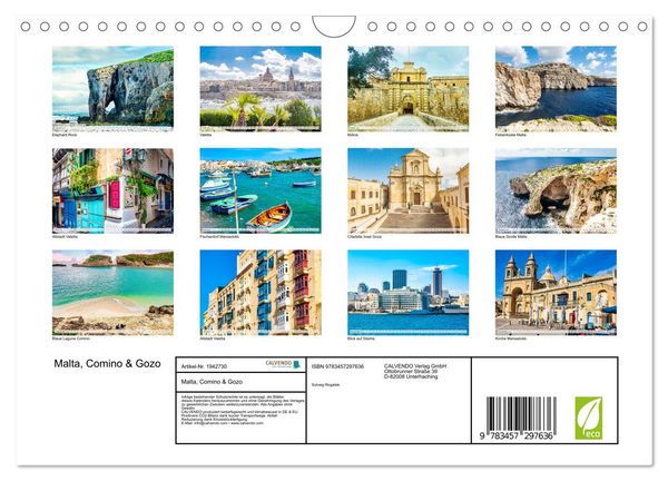 Produktbild: Malta, Comino & Gozo (Wandkalender 2026 DIN A4 quer), CALVENDO Monatskalender