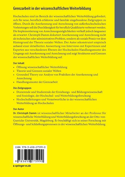 Produktbild: Grenzarbeit in der wissenschaftlichen Weiterbildung
