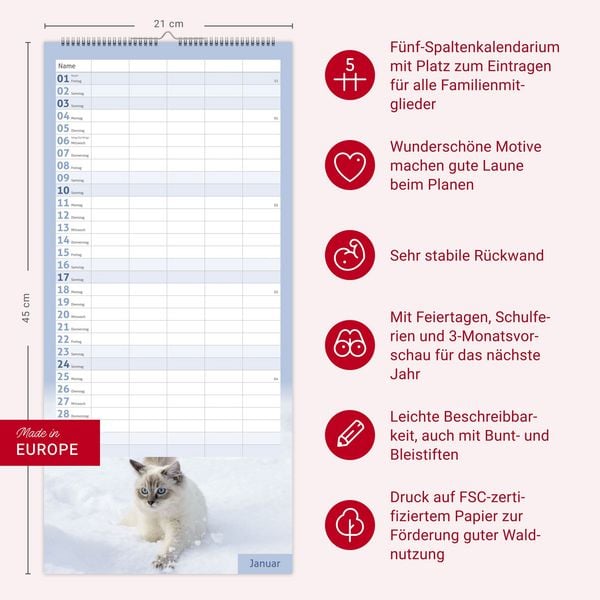 Produktbild: times&more Katzen Familienplaner 2027