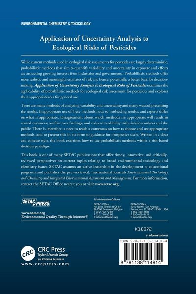 Produktbild: Application of Uncertainty Analysis to Ecological Risks of Pesticides