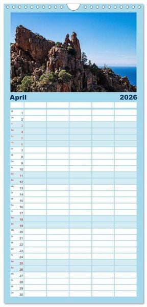 Produktbild: Familienplaner 2026 - Korsika Wild und Frei mit 5 Spalten (Wandkalender, 21 x 45 cm) CALVENDO