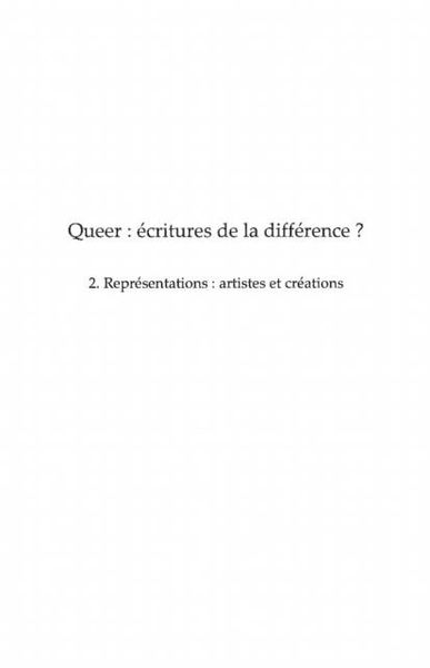 Produktbild: Queer volume 2 - ecritures de la difference ? - representati