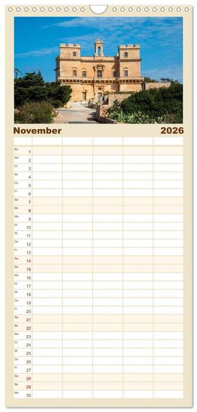 Produktbild: Familienplaner 2026 - Malta &ndash; Historisches Juwel im Mittelmeer mit 5 Spalten (Wandkalender, 21 x 45 cm) CALVENDO