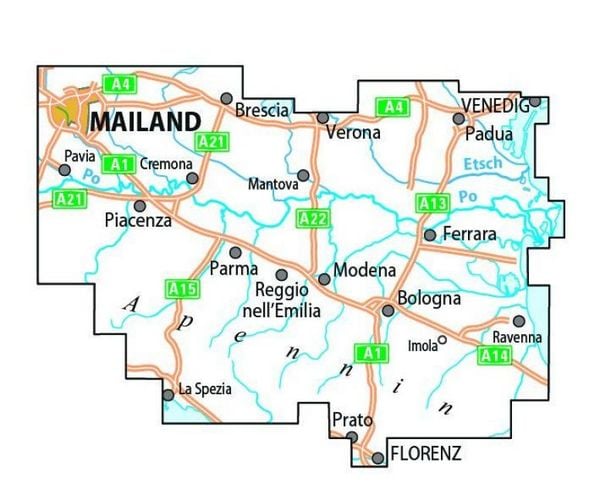 Produktbild: BVA ADFC Radtourenkarte 7-Tage-Radtour Venedig-Florenz, 1:200.000