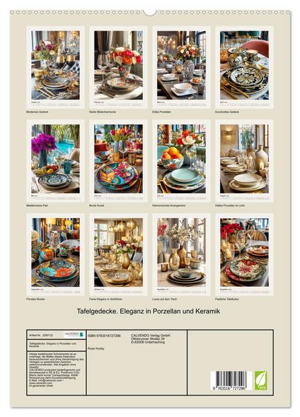 Produktbild: Tafelgedecke. Eleganz in Porzellan und Keramik (hochwertiger Premium Wandkalender 2026 DIN A2 hoch), Kunstdruck in Hochglanz