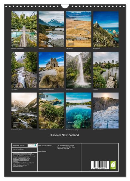 Produktbild: Discover New Zealand (Wall Calendar 2026 DIN A3 portrait), CALVENDO 12 Month Wall Calendar