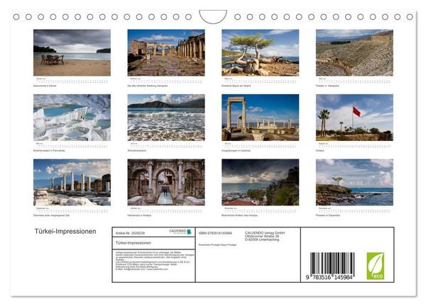 Produktbild: T&uuml;rkei-Impressionen (Wandkalender 2026 DIN A4 quer), CALVENDO Monatskalender