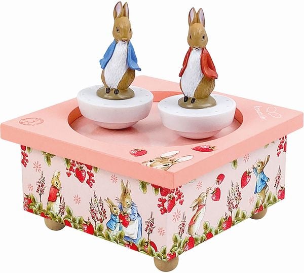 Trousselier - Spieluhr tanzend Peter Hase, Erdbeeren magnetisch