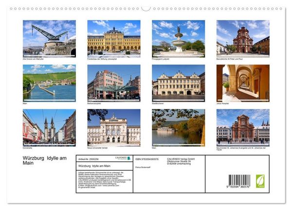 Produktbild: W&uuml;rzburg Idylle am Main (hochwertiger Premium Wandkalender 2027 DIN A2 quer), Kunstdruck in Hochglanz