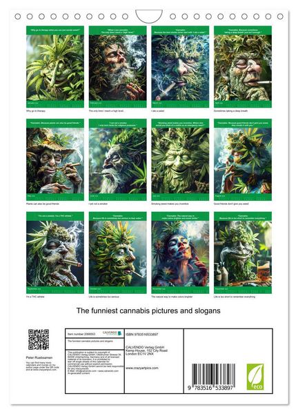 Produktbild: The funniest cannabis pictures and slogans (Wall Calendar 2026 DIN A4 portrait), CALVENDO 12 Month Wall Calendar