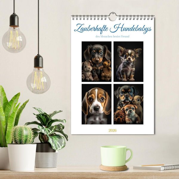 Produktbild: Zauberhafte Hundebabys (Wandkalender 2026 DIN A4 hoch), CALVENDO Monatskalender