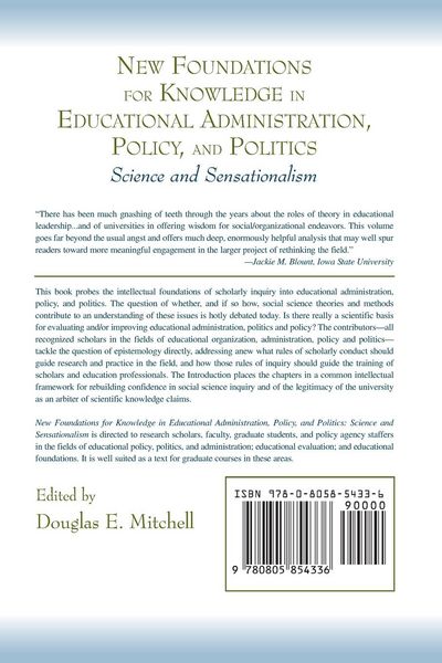 Produktbild: New Foundations for Knowledge in Educational Administration, Policy, and Politics