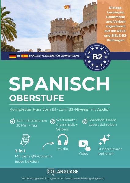 Produktbild: Spanisch lernen B2 Oberstufe. Kompletter Kurs vom B1- zum B2-Niveau mit Audio