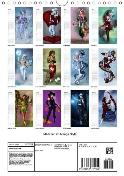 Produktbild: M&auml;dchen im Manga Style (Wandkalender immerw&auml;hrend DIN A4 hoch)