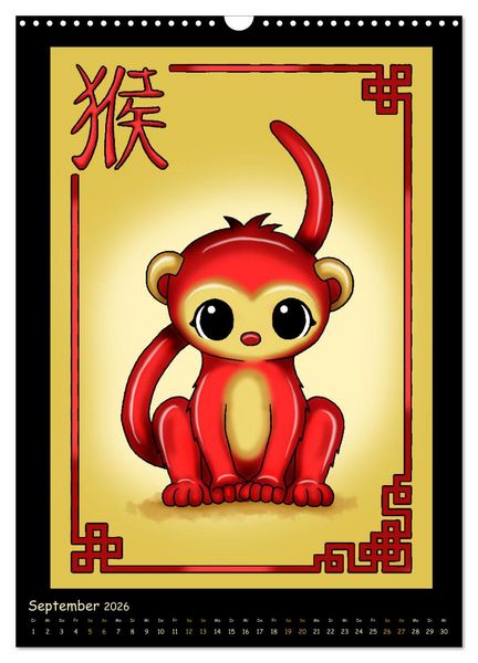Produktbild: niedliche Tierkreiszeichen im chinesischem Stil (Wandkalender 2026 DIN A3 hoch), CALVENDO Monatskalender