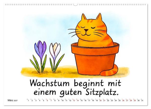 Produktbild: Freche Katzen - Humorvolle Spr&uuml;che und charmante Comics (Wandkalender 2027 DIN A2 quer), CALVENDO Monatskalender
