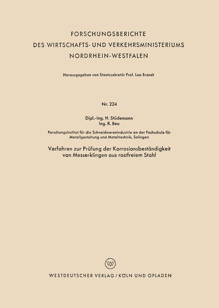 Produktbild: Verfahren zur Pr&uuml;fung der Korrosionsbest&auml;ndigkeit von Messerklingen aus rostfreiem Stahl