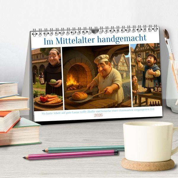 Produktbild: Im Mittelalter handgemacht (Tischkalender 2026 DIN A5 quer), CALVENDO Monatskalender