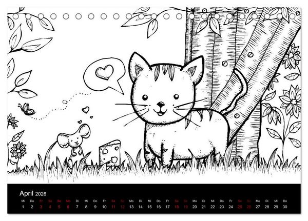 Produktbild: Bezaubernde Mini-Monster - Ein Ausmal-Kalender (Tischkalender 2026 DIN A5 quer), CALVENDO Monatskalender