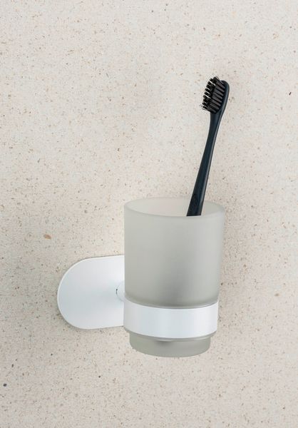 Produktbild: Turbo-Loc&reg; Zahnputzbecherhalter Uno Mod. Orea White matt, aus rostfreiem Edelstahl
