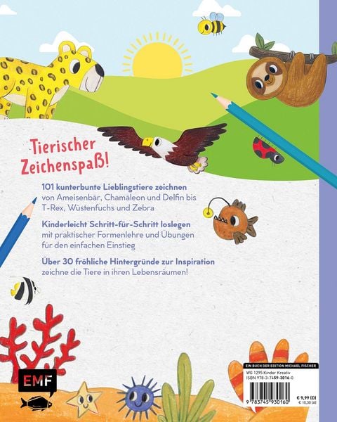 Produktbild: Tiere zeichnen f&uuml;r Kids &ndash; &Uuml;ber 100 kunterbunte Lieblingstiere mit einfachen Formen Schritt-f&uuml;r-Schritt malen lernen