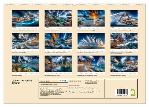 Produktbild: Lofoten - Arktische Tr&auml;ume (hochwertiger Premium Wandkalender 2026 DIN A2 quer), Kunstdruck in Hochglanz