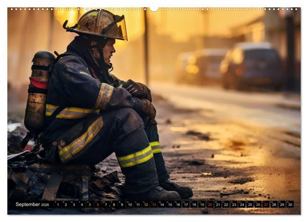 Produktbild: Im Bann der Rettung - Feuerwehr (Wandkalender 2026 DIN A2 quer), CALVENDO Monatskalender