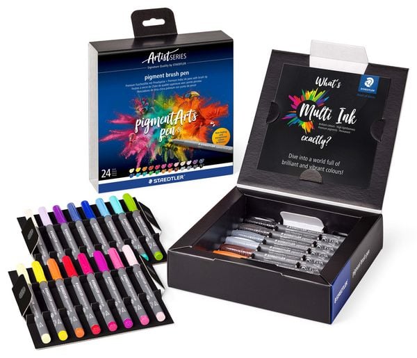 Produktbild: STAEDTLER Schreib- und Zeichbedarf pigment brush 371 Fasermaler mit Pinselspitze, 24er Set