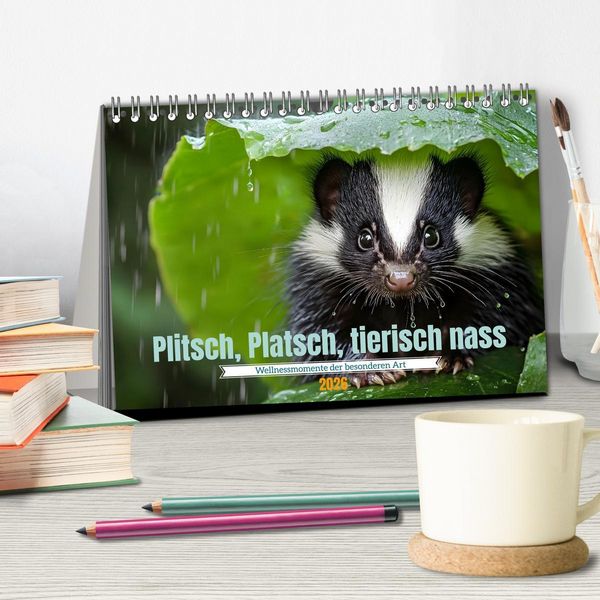 Produktbild: Plitsch, Platsch, tierisch nass (Tischkalender 2026 DIN A5 quer), CALVENDO Monatskalender