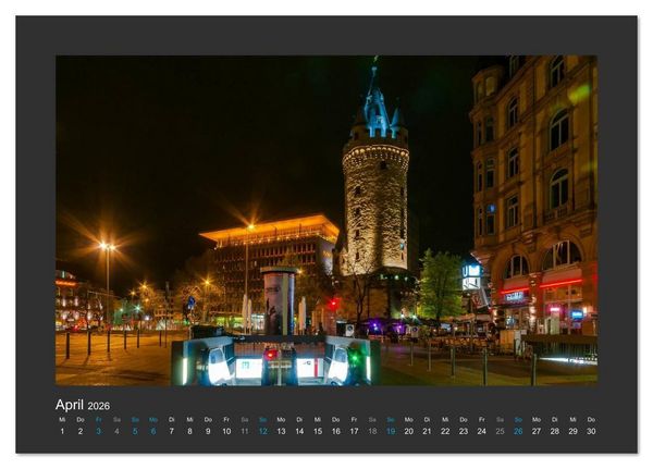 Produktbild: FRANKFURT - Nachtlichter 2026 (Tischkalender 2026 DIN A5 quer), CALVENDO Monatskalender