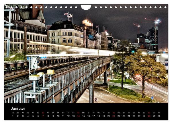 Produktbild: hamburg - night views (Wandkalender 2026 DIN A4 quer), CALVENDO Monatskalender