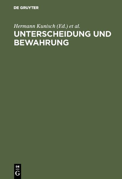 Produktbild: Unterscheidung und Bewahrung