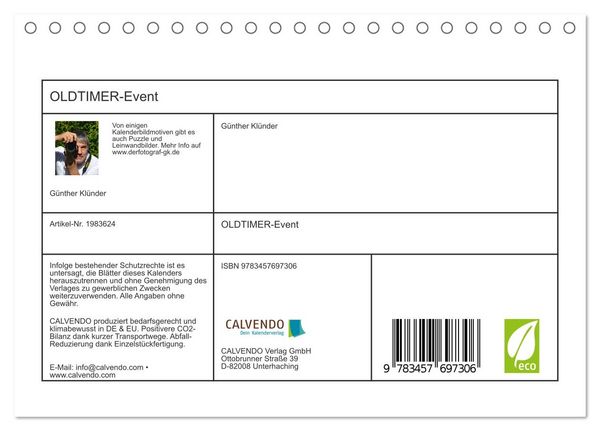 Produktbild: OLDTIMER-Event (Tischkalender 2026 DIN A5 quer), CALVENDO Monatskalender