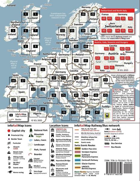 Produktbild: Europe Railway Map 2025 - Features Detailed Atlas for Switzerland and Austria - Designed for Eurail/Interrail Global Pass