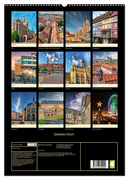 Produktbild: Geliebtes Erfurt (hochwertiger Premium Wandkalender 2026 DIN A2 hoch), Kunstdruck in Hochglanz