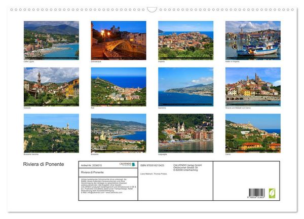 Produktbild: Riviera di Ponente (Wandkalender 2026 DIN A2 quer), CALVENDO Monatskalender