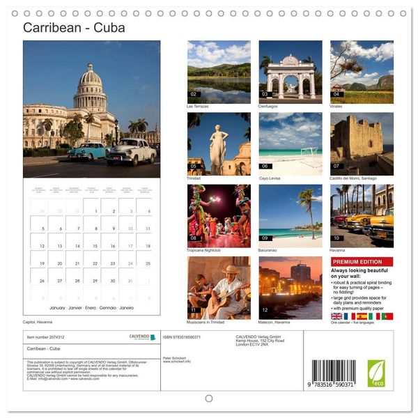 Produktbild: Carribean - Cuba (Wall Calendar 2026 12 &times; 12 Inch) CALVENDO 12 Month Wall Calendar