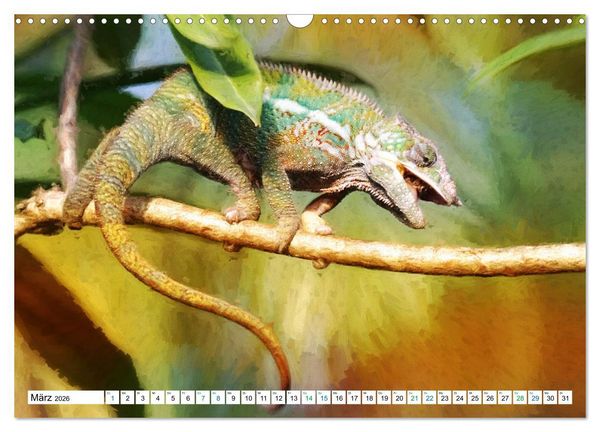 Produktbild: Farbenfestival der Tiere - Artwork (Wandkalender 2026 DIN A3 quer), CALVENDO Monatskalender