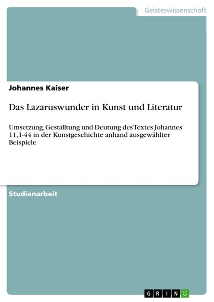Produktbild: Das Lazaruswunder in Kunst und Literatur