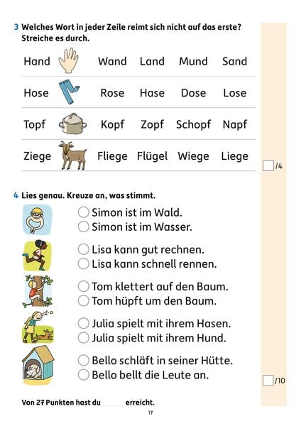 Produktbild: &Uuml;bungsheft mit Lesetests in Deutsch 1. Klasse