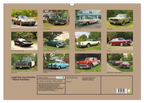 Produktbild: Legenden aus Amerika - Wahre Rarit&auml;ten (Wandkalender 2027 DIN A2 quer), CALVENDO Monatskalender