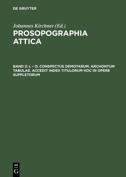 Produktbild: L &ndash; O. Conspectus Demotarum. Archontum Tabulae. Accedit index Titulorum hoc in opere suppletorum